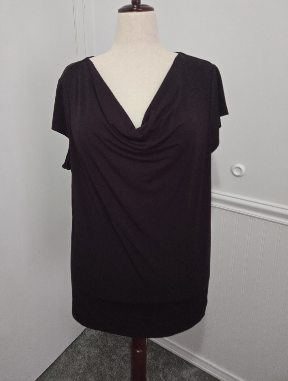 Lane Bryant Black Draped Cowl Neck Top